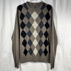 Dockers Mens Medium Argyle Sweater Acrylic Brown White‎ Black